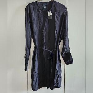 NWT 100% Silk Club Monaco Shirt Dress Size 6 Black